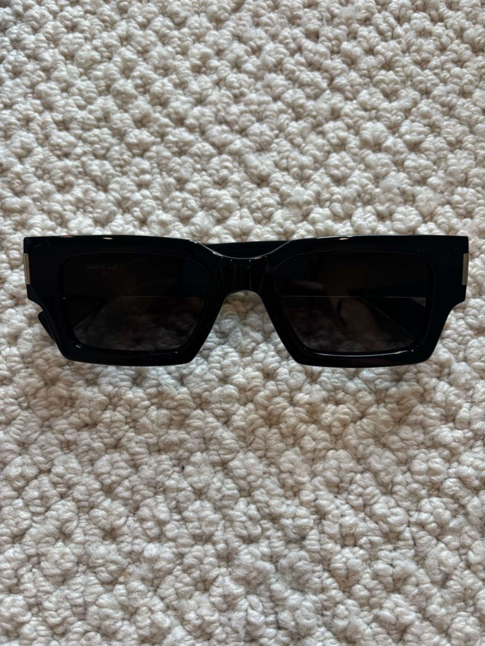 Saint Laurent Black Rectangular Acetate Sunglasses